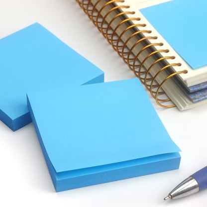 Sticky Notes 3x3 Self-Stick Notes Pads with 6 Bright Colors, Easy to Post for Office, Shool, Home, 6 Pads/Pack, 100 Sheets/Pad (Blue) - color: Blue