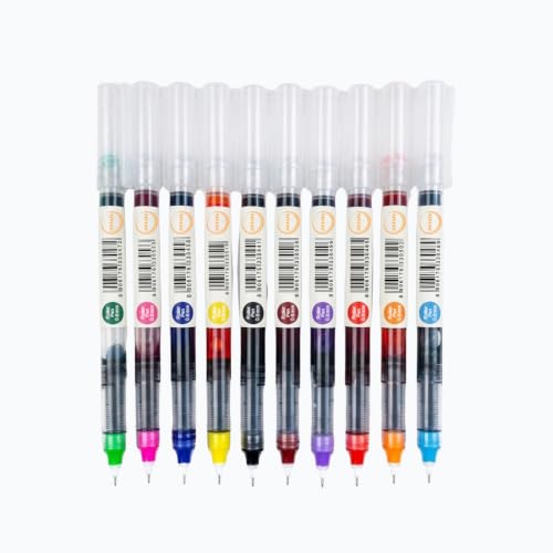 Multicolor Rollerball Pens Pack of 10 | 0.6mm Medium Fine Point | Smooth Writing Liquid Ink | Quick Dry | Non-Refillable Cap Pens for School, Office, Home, Journaling & Note Taking - color: Multicolour
