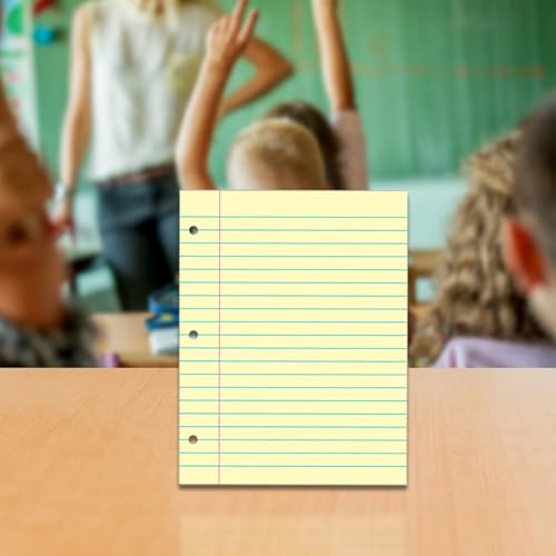 School Smart 3-Hole Punched Filler Paper, 8-1/2 x 11 Inches, Yellow, 100 Sheets