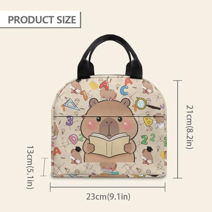 Kawaii Capybara Boys Lunch Box Large Capacity Insulated Lunch Bag Thermal Picnic Cool Bags for School Picnic Travel Hiking Camping - color: Kawaii Capybara Reading