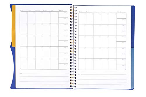 Mintra Office Durable PREMIUM Spiral Notebook, ((Blue, 2 Subject (6in x 9.5in)), Wire, Fabric Covered Coils, No Snags, Removable Adjustable Pocket Dividers, Ruler, Organization, Customizable - color: Blue, size: 2 Subject (6in x 9.5in)