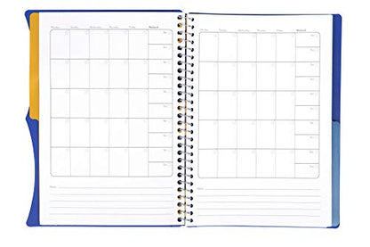 Mintra Office Durable PREMIUM Spiral Notebook, ((Blue, 2 Subject (6in x 9.5in)), Wire, Fabric Covered Coils, No Snags, Removable Adjustable Pocket Dividers, Ruler, Organization, Customizable - color: Blue, size: 2 Subject (6in x 9.5in)