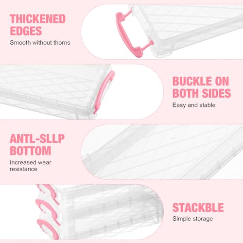 Gueevin 24 Pcs Large Capacity Plastic Pencil Box Clear Plastic Pencil Case Crayon Box with Snap Tight Lid Watercolor Pen Storage Brush Organizer Drawing Tools Container (Pink) - color: Pink