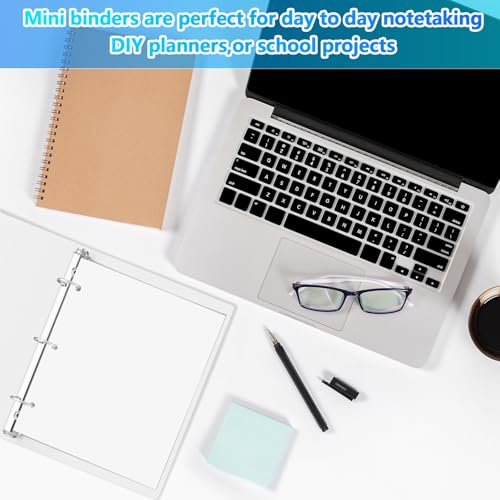 Henoyso 12 Pcs 0.5 Inch Mini 3 Ring Binders Fits 5.5" x 8.5" Paper, Holds(Capacity 140 Sheets), Plastic Flexible Three Round Rings Small White A5 Binders Bulk for School, Office Use, Photo Album - color: White, size: 0.5 Inch
