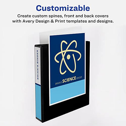 Avery Two-Tone Durable View 3 Ring Binder, 1.5 Inch Slant Rings, White/Black Binder (17287) - color: Black/White, size: 1.5"