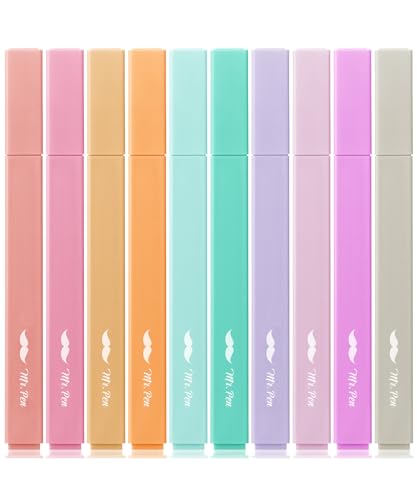 Mr. Pen- Aesthetic Highlighters No Bleed, 10 Pack, Assorted Colors | Chisel Tip, Cute Highlighters Assorted Colors for Journaling, Highlighting, Underlining, Fast Dry, Back to School Supplies - color: Candy Colors 2, size: 10 Pack