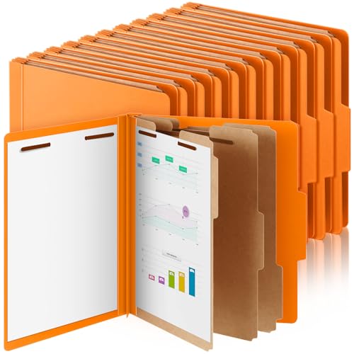 Skyygemm 24 Pcs Back to School Classification Folder Letter Size, 3 Divider Pressboard File Folder with Fastener, Expanding File Organizer Bulk for Teacher, Office Employee, Coworker, Staff (Orange) - color: Orange