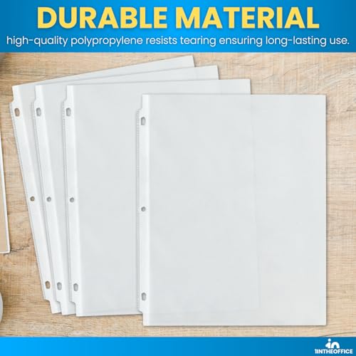 1InTheOffice Heavyweight Sheet Protectors 8.5 x 11, Plastic Sleeves for 3 Ring Binder, Clear, Top Load, 100 Pack