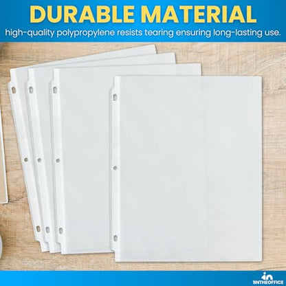 1InTheOffice Heavyweight Sheet Protectors 8.5 x 11, Plastic Sleeves for 3 Ring Binder, Clear, Top Load, 100 Pack