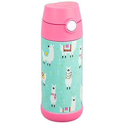 Snug Insulated Kids Water Bottle with Straw & Spout – Double-Wall Stainless Steel, Leakproof, Easy-Flip Lid – For School, Travel, Toddlers & Big Kids - Llamas, 12oz - color: Llamas, size: 11.8 Ounces