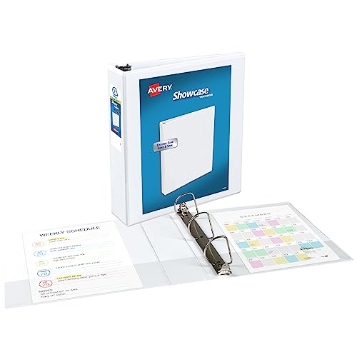 Avery Showcase Standard View 3 Ring Binder, 2" Slant Rings, 530-Sheet Capacity, 2.8 Inch Wide Spine, 1 White Binder, Ideal for Lightweight Organization and Occasional Referencing (19701) - size: 2"