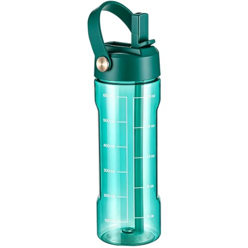 GOPPUS 20oz Clear Water Bottle with Flip Straw, Lightweight, Leakproof, Easy Carry and BPA-Free, Tritan Water Bottlefor Sport, Travel, Outside (Green) - color: Green, size: 20 Ounces