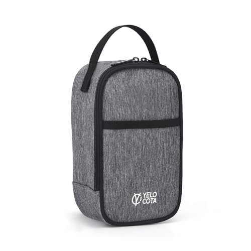 Yelocota Small Size Insulated Lunch Bag- A Palm-Sized Snack Bag- Mini Cooler Bag with Handle Buckle for Travel,Work,School(Storage Space below 20oz)- Also Suitable for Pairing with Food Jar - color: Gray
