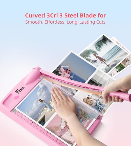 Firbon 12" Guillotine Paper Cutter, Heavy Duty 12-Sheet Capacity Trimmer for Cardstock, Photos, Scrapbooking, Office, Classroom, Studio (Pink) - color: Pink