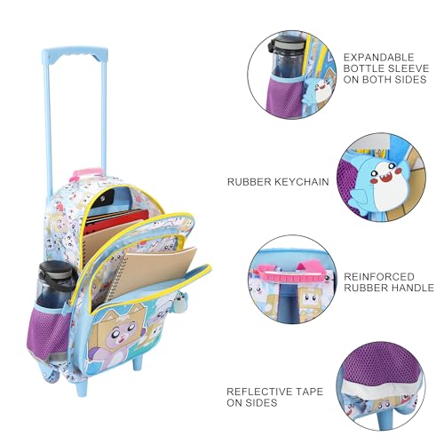 Bioworld Lanky Box Let's Go! 16" Rolling Travel Backpack With Wheels And A Keychain - color: Lanky Box Rolling Let’s Go