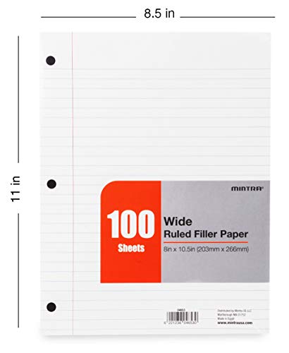 Mintra Office Filler Paper (Wide Ruled, 2400 Sheets (4-6pks)) - color: Wide Ruled, size: 2400 Sheets (4-6pks)