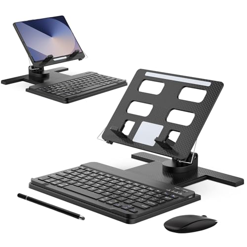 for Samsung Galaxy Z Fold 7 6 5 4 / Z Trifold Stand and Keyboard Mouse 4 in 1 Set, Portable Bluetooth Keyboard Plus Foldable Adjustable Tablet Stand Holder for 4.7" to 13" Tablets Smartphones