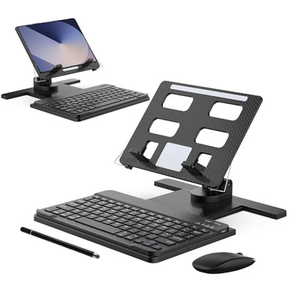 for Samsung Galaxy Z Fold 7 6 5 4 / Z Trifold Stand and Keyboard Mouse 4 in 1 Set, Portable Bluetooth Keyboard Plus Foldable Adjustable Tablet Stand Holder for 4.7" to 13" Tablets Smartphones
