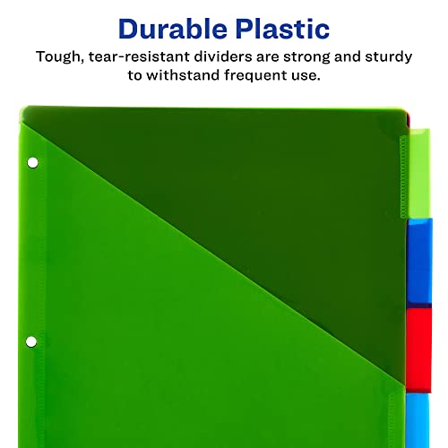 Avery Dividers for 3 Ring Binders, 5-Tab Sets, Two-Pocket Plastic Binder Dividers with Tabs, Multicolor, 3 Sets (71906) - size: 5 Tab