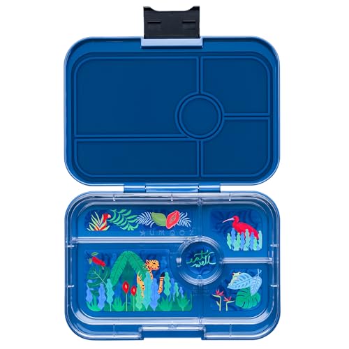 Yumbox Tapas Leakproof Bento Lunch Box: 4.2 Cups Larger 5-Compartment Design in Monte Carlo Blue with Jungle Tray- for Adults and Bigger Kids - color: Dark Blue