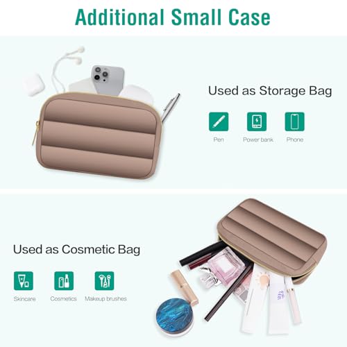 MOSISO Laptop Case 13.3 inch,13-13.3inch Puffy Laptop Sleeve, Brown | Compatible with MacBook Air 13.6 M5 M4 M3 M2 M1/Neo/Pro 13/14,HP Dell ASUS Lenovo,Polyester Horizontal Bag with Small Case - color: Brown, size: 13.3 inch