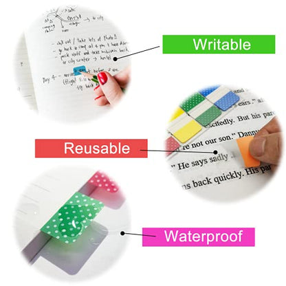 KICNIC Sticky Index Tabs 240 Pcs, 1 inch Divider Tabs Stick On, Page Marker Bookmark, Write Tab Flags Self Adhesive, 3 Dispensers, 20 Pcs/Color