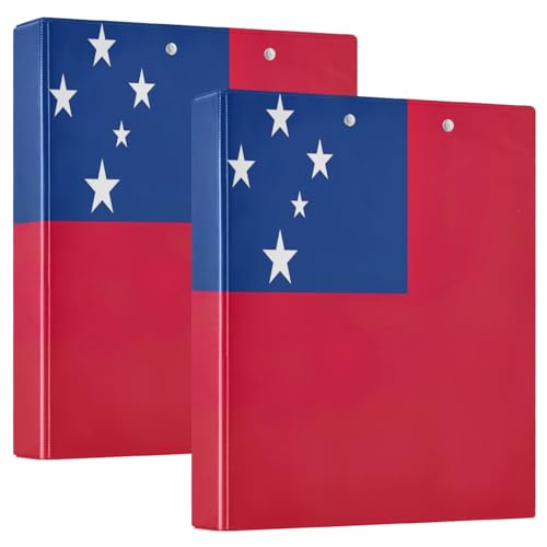 3 Rings Binders 1-1/2 Inch 2 Pack, Samoa Flag Three Ring Binders Decorative Holds 200 Sheets, Notebook Binder for School Supplies - color: Samoa Flag, size: 2 Pack