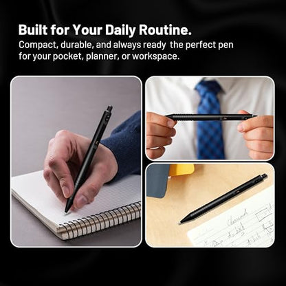 Everyman Black Grafton Full Click Refillable 0.7mm Gel Ink Pen | Sleek Anodized Aluminum EDC Pen with Deep Grooved Grip | Smooth Writing Pocket Pen for Office, Travel, Gifting & Daily Use - color: Black, style: Full Click