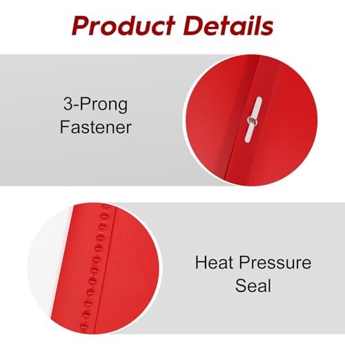 6-Pack Plastic Folders with Pockets and Prongs, 2-Pocket Folders with 3 Fasteners, Holds 8-1/2" x 11" Paper for School/Office/Home, Red - color: Red, size: 6-Pack