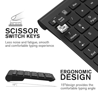 cimetech BT Number Pad, Wireless Numeric Keypad Numpad, 22 Keys Portable Mini Financial Accounting Keyboard for Laptop Notebook, Desktop, Surface Pro, PC - color: BT-Black