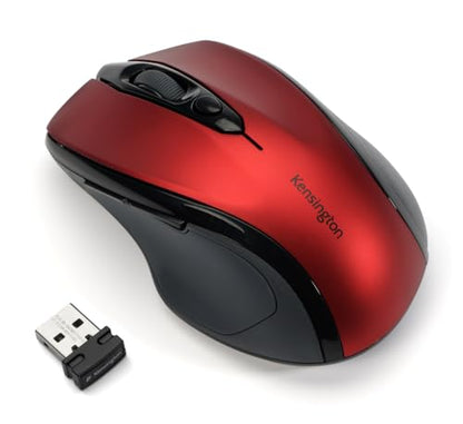 Kensington Pro Fit Mid-Size Wireless Mouse, Ruby Red (K72422AM) | Comfortable mid-size grip, wireless connection, reliable everyday desktop and laptop use - color: Ruby Red