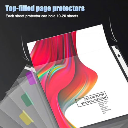 HABGP 96Pcs/12 Set Clear Binder Sheet Protectors - 8.5x11 Letter Size, 8 Tab Plastic Binder Dividers with Pockets and Tabs - size: 12 Set (96 Pcs)