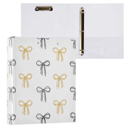 ALAZA 3 Ring Binder Line Bow Clipboard Round Ring Binder Holds 1.5 Inch Three Binders Heavy Duty Binders for Office Supplies, 1Pack - color: Multicolored 31