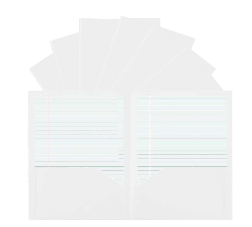24 Pack White Plastic Folders with Pockets Heavy Duty. 2 Pocket Folder no Prongs Bulk. Tear-Resistant Letter Size 8.5x11. Presentation Ready School and Office Supplies - color: White, style: No Prongs