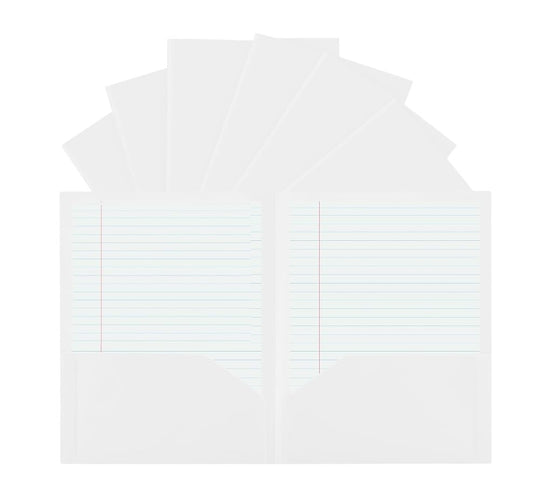 24 Pack White Plastic Folders with Pockets Heavy Duty. 2 Pocket Folder no Prongs Bulk. Tear-Resistant Letter Size 8.5x11. Presentation Ready School and Office Supplies - color: White, style: No Prongs