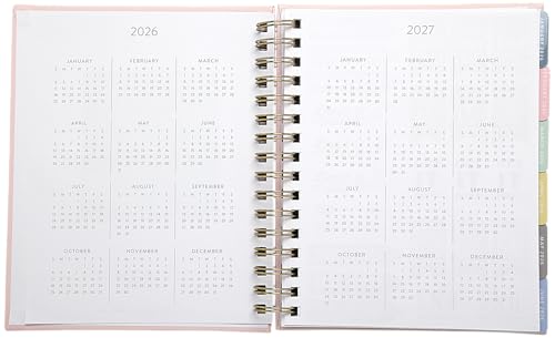 WORLD TRAVELER 2026 Planner Weekly & Monthly Hardcover Spiral Agenda | Hardcover Spiral Lay-Flat Binding, Weekly and Monthly Planning Pages, January to December 2026, 7x8.75 Compact Format - color: Pink Chasing
