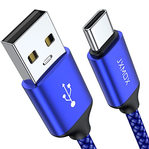 JXMOX USB Type C Cable (6.6ft 2-Pack), USB-A to USB C 3A Fast Charging Cord Compatible with iPhone 15 16 Pro Max, Samsung Galaxy S22 S21 S20 Ultra S10 S9 S8, Note 10 9 8 A80 A70, USB C Charger (Blue) - color: Blue, size: 6.6ft