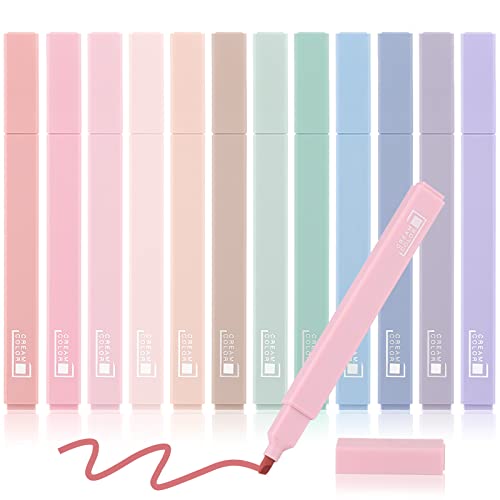 12 Pieces Aesthetic Bible Highlighters and Pens No Bleed with Chisel Tip Pastel Markers Multicolor Kawaii Stationary for Office School Supplies (Elegant Style)