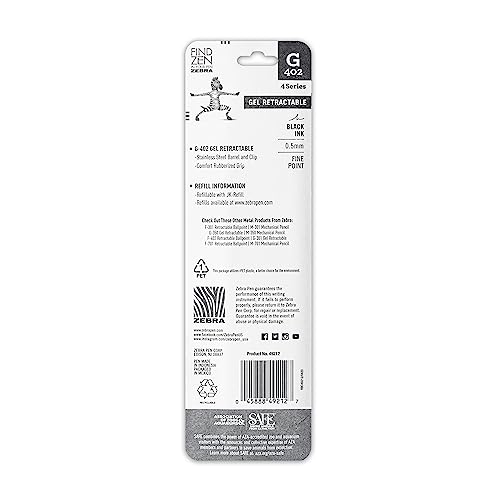 Zebra Pen STEEL G-402 Retractable Gel Pen, Black Ink, 0.5mm, 2-Pack - color: Black B, size: 1 Count (Pack of 2)