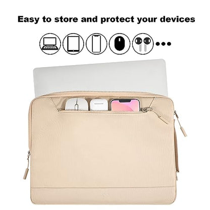 LANDICI 360°Protective Laptop Sleeve Case 14 15 Inch, Waterproof Slim Computer Cover Bag Compatible with MacBook Air M2 15, MacBook Pro 14/15, Chromebook 14/15, Asus vivobook 14, Apricot - color: Apricot, size: 14-15 Inch