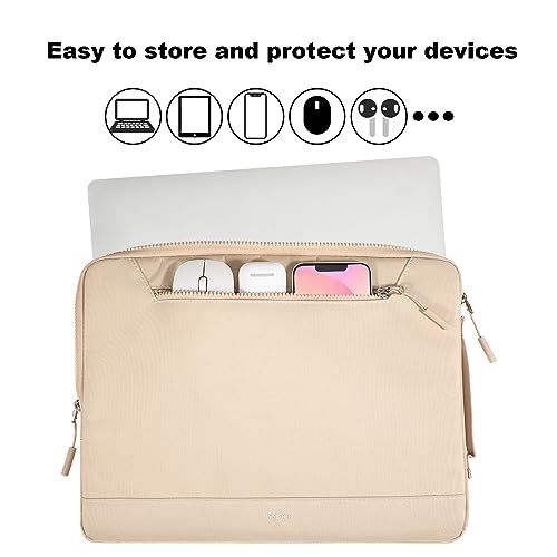 LANDICI 360°Protective Laptop Sleeve Case 15.6 16 Inch with Handle, Waterproof Slim Computer Cover Bag Compatible with MacBook Pro 16, Lenovo Yoga 7i 16, Asus vivobook 15, HP Acer Dell, Apricot - color: Apricot, size: 15.6-16 Inch