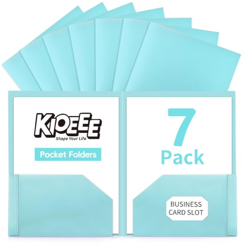 Plastic Folders with Pockets (7 Pack,Sweet Colors),Fit Letter Size Paper,Durable Heavy Duty,2-Pocket Folder for School Office or Home,Durable Acid-Free Poly,Back to School Supplies (7, Blue) - color: Blue