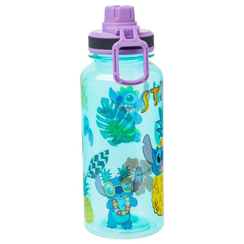 Silver Buffalo Disney Lilo and Stitch Pineapple, Plastic Water Bottle, 32oz | Twist Spout, Includes Sticker Set, You Stick Yourself, 0.95 Liters - color: Lilo and Stitch Pineapple