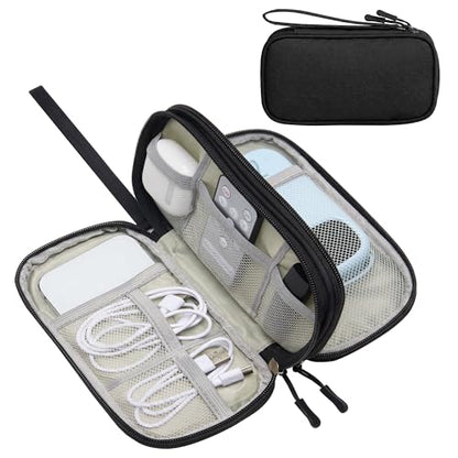 Airkit Electronics Organizer Travel Case Waterproof Double Layers All-in-One Storage Bag Tech Pouch Accessories Travel Essential for Phone Airpods Cables USB Flash Drive Black