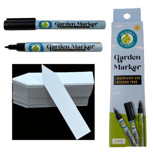 -100 Pack 4" Plastic Plant Labels for Seedlings with 2 Pack of Garden Marker Pens (Garden Markers Fade Resistant Plant Markers Outdoor Waterproof Pen Black Permanent Markers Plant Tags) - size: 100 - 4" Plant Tags w/ 2 Pack Garden Marker Pen