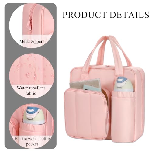 Upgraded Zipper Binder | 3-Inch & 2-Inch O-Rings, 600 Sheet Capacity Trapper Keeper with 13 Inch Laptop Sleeve & Water Bottle Holder, Binder Bag with Multi-Pockets & Shoulder Strap (Pink) - color: Pink