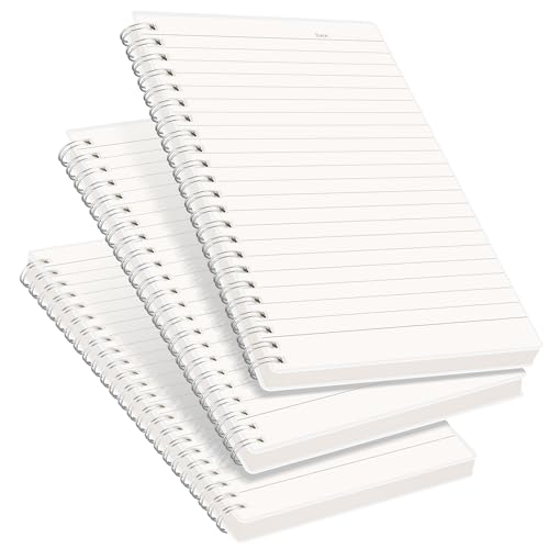RETTACY Spiral College Ruled Notebook, 3-Pack, 160 Pages per Pack, A5 Medium Size (5.7" x 8.3"), for School, Work, Writing, Journaling, 100 GSM Thick Paper, Flexible Plastic Cover - color: Transparent, style: Lined