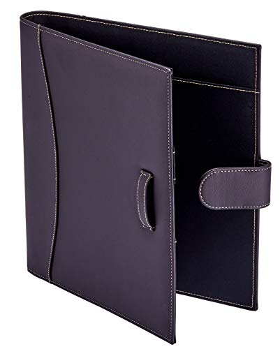 It's Academic Executive Leather Portfolio Folder, 1" Ring Binder and 250-Sheet Capacity to Organize Resumes, Business Cards, Note Pads, and Legal-Size Documents, Pen Loop, Dark Brown Faux Leather - color: Brown, style: 11.5" x 12"
