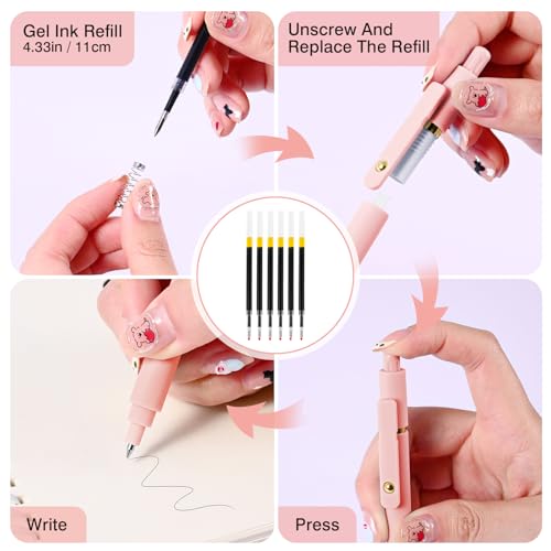 Gel Pens, 6 Pack 0.7mm Fine Point Black Ink Pens with 6 Refills, Quick Dry & No Smear, Smooth Writing Pens for Journaling, School, Office Supplies, Gifts for Women and Men - color: 0.7mm Morandi-Black Ink