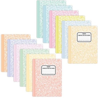 gisgfim 12 Pack Bulk Composition Notebook Wide Ruled, 12 Different Vibrant Colors, 96 Pages (48 Sheets), 9-3/4 x 7-1/2" Hard Cover Journal Notebooks for Studentsd,Classroom and Office(Pink Purple) - color: Pink Purple